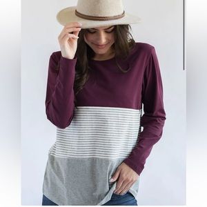 NWT Nursing Queen Long Sleeve Top -3 Block Wine